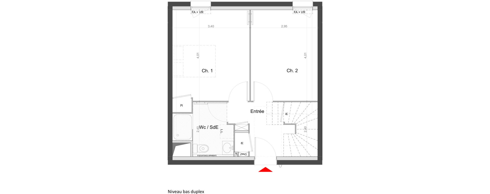 Duplex T3 de 59,90 m2 au Mans Batignolles