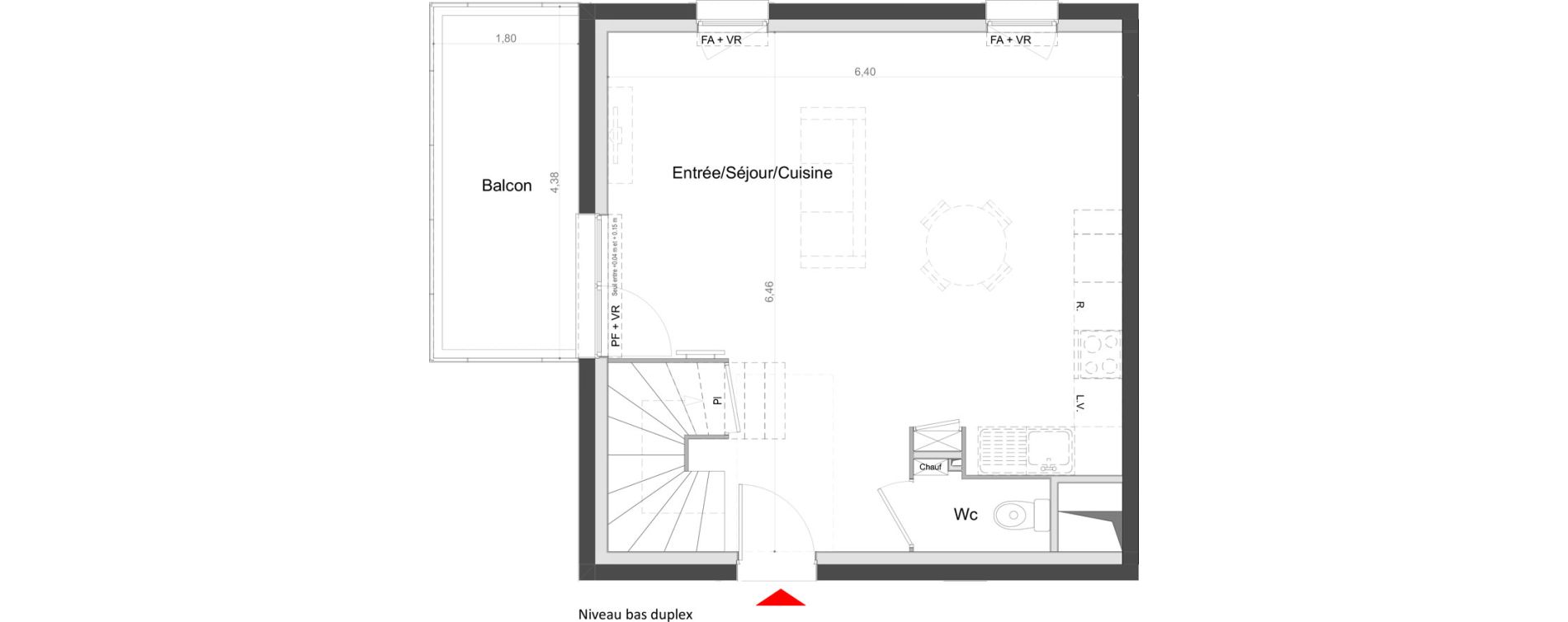 Duplex T3 de 61,40 m2 au Mans Batignolles