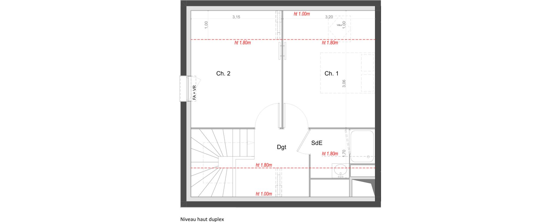 Duplex T3 de 61,40 m2 au Mans Batignolles