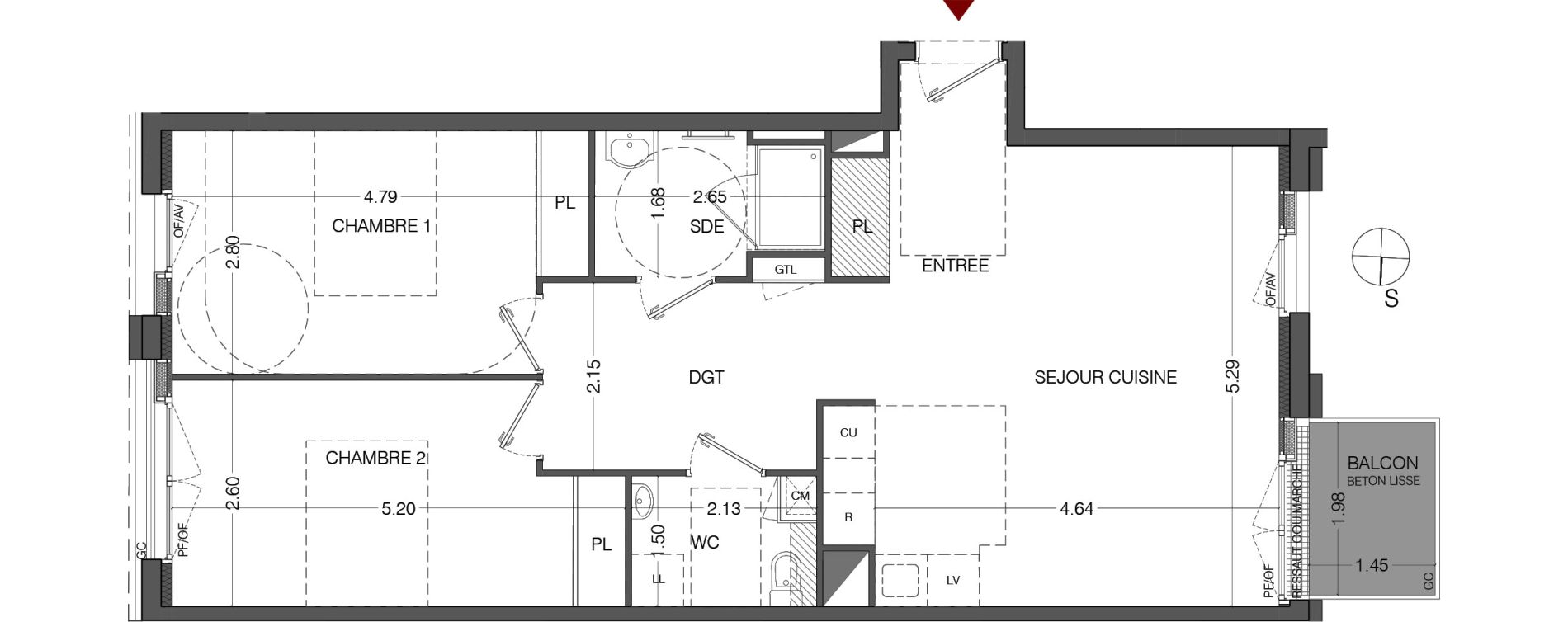 Appartement T3 de 67,45 m2 au Mans Sainte-croix