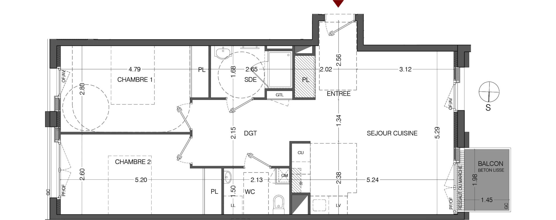 Appartement T3 de 67,45 m2 au Mans Sainte-croix