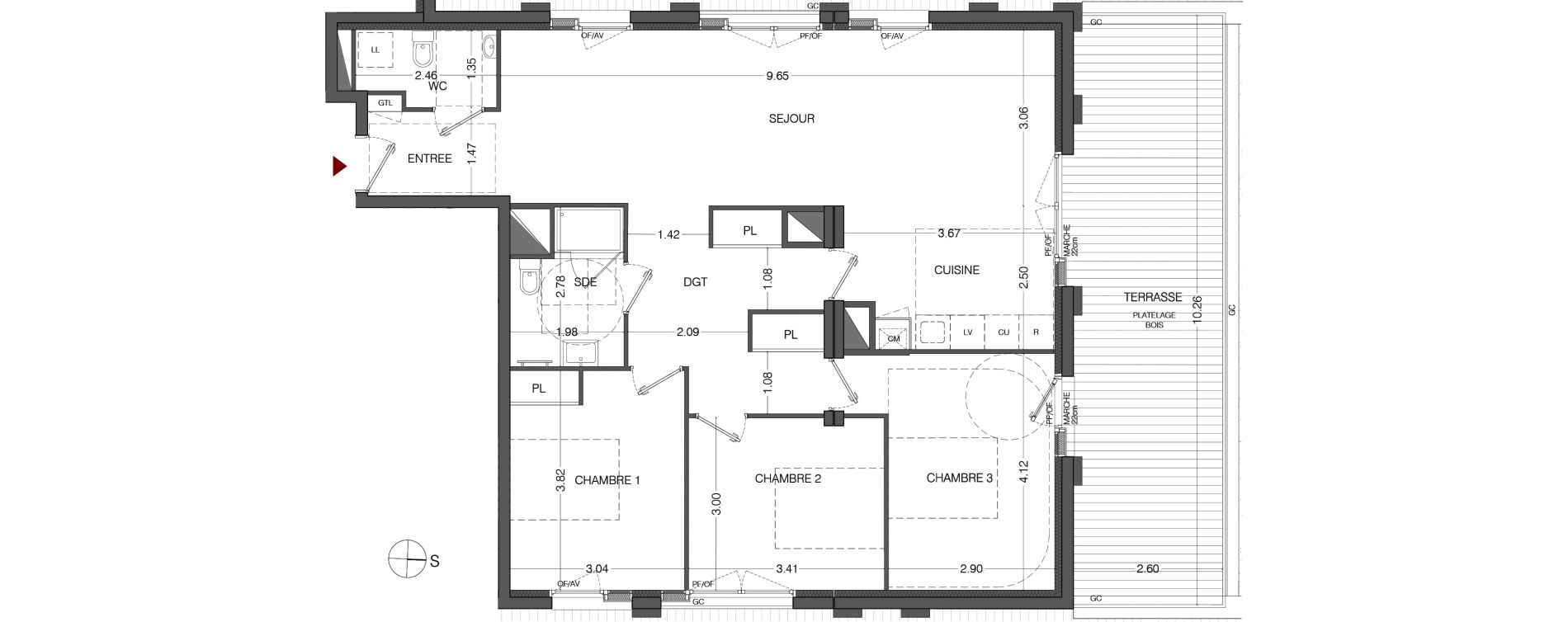Appartement T4 de 94,59 m2 au Mans Sainte-croix