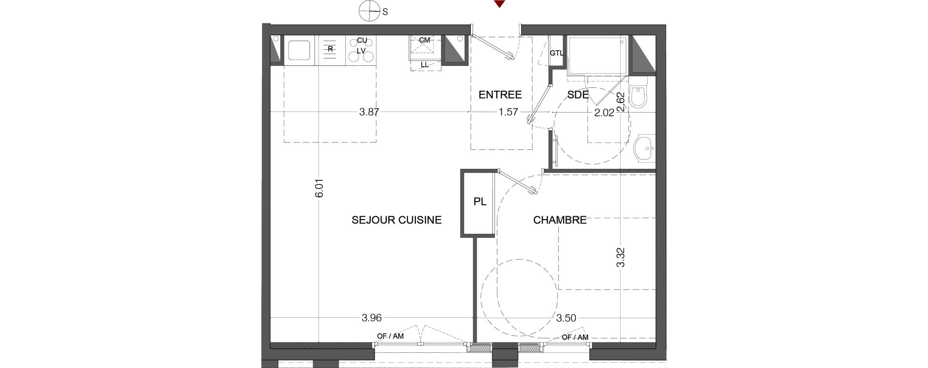 Appartement T2 de 43,45 m2 au Mans Sainte-croix