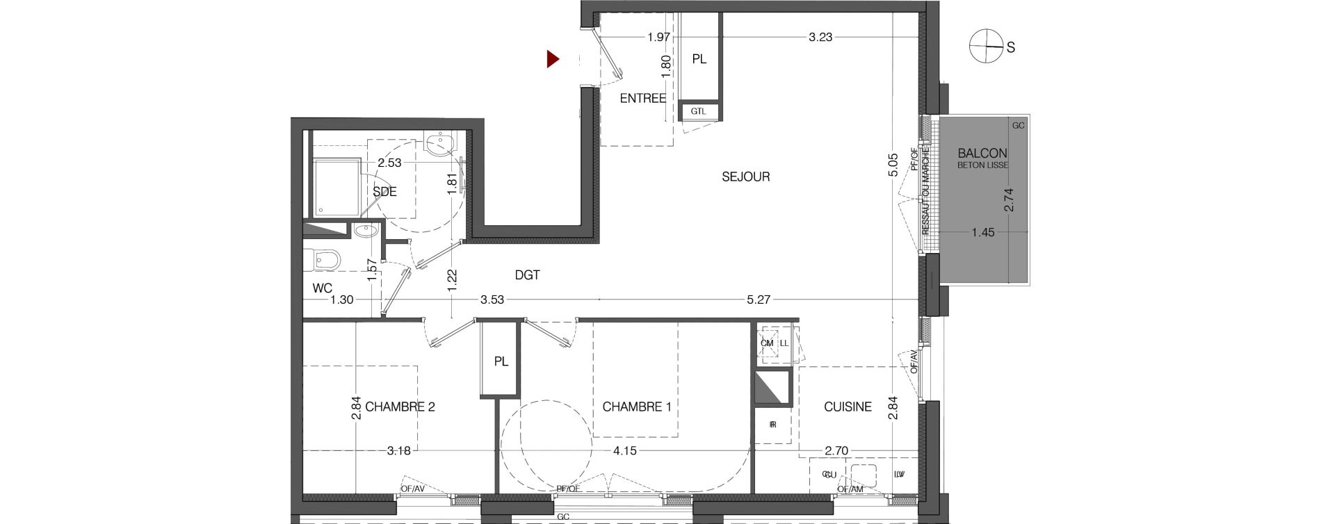 Appartement T3 de 64,09 m2 au Mans Sainte-croix