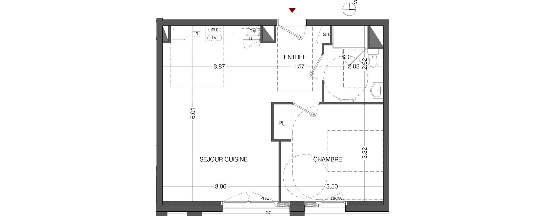 Appartement T2 de 43,44 m2 au Mans Sainte-croix
