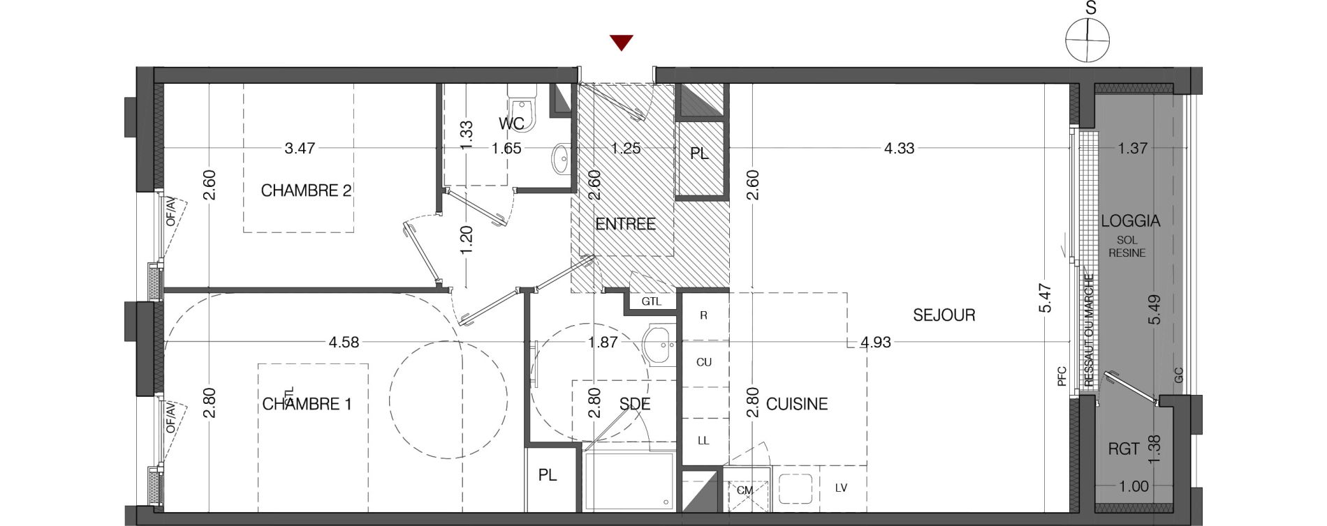 Appartement T3 de 60,58 m2 au Mans Sainte-croix