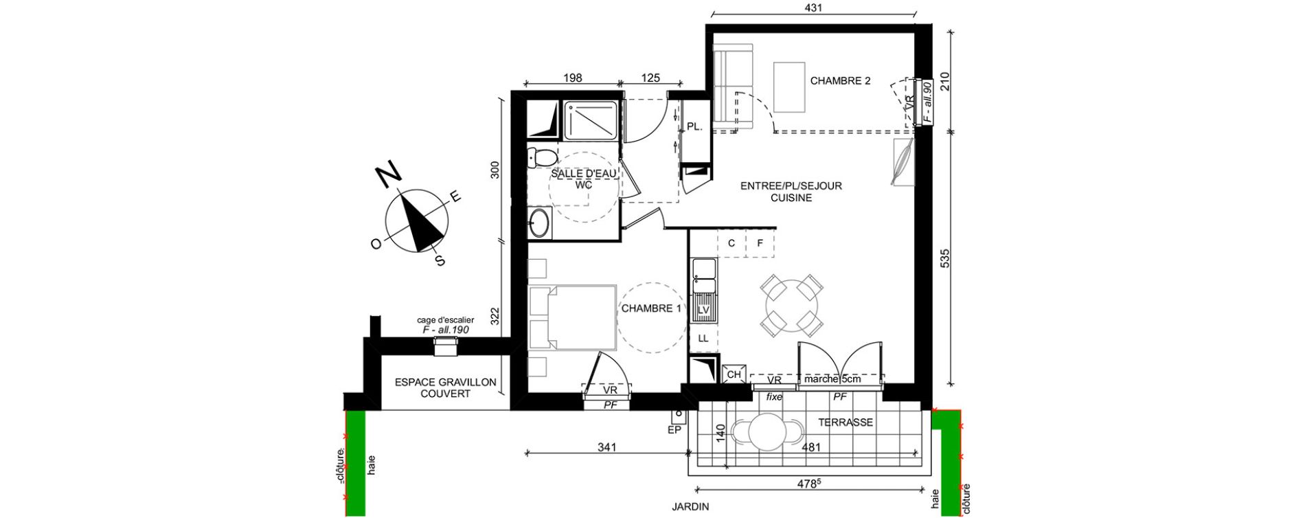 Appartement T2 de 55,00 m2 au Mans Lib&eacute;ration