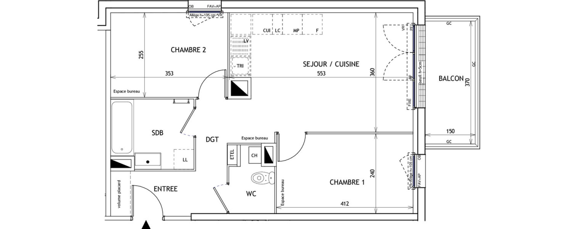 Appartement T3 de 53,08 m2 &agrave; Challans Centre