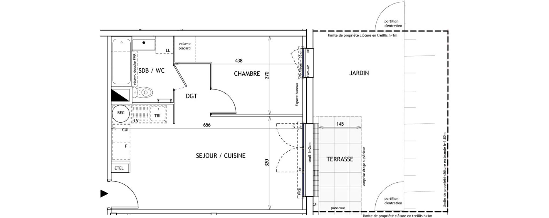 Appartement T2 de 37,83 m2 &agrave; Challans Centre