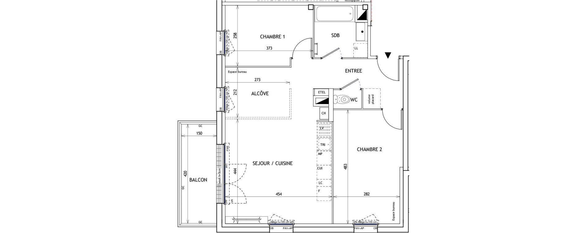 Appartement T3 de 64,06 m2 &agrave; Challans Centre