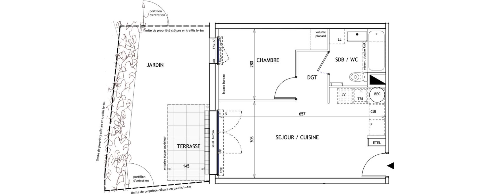 Appartement T2 de 37,41 m2 &agrave; Challans Centre