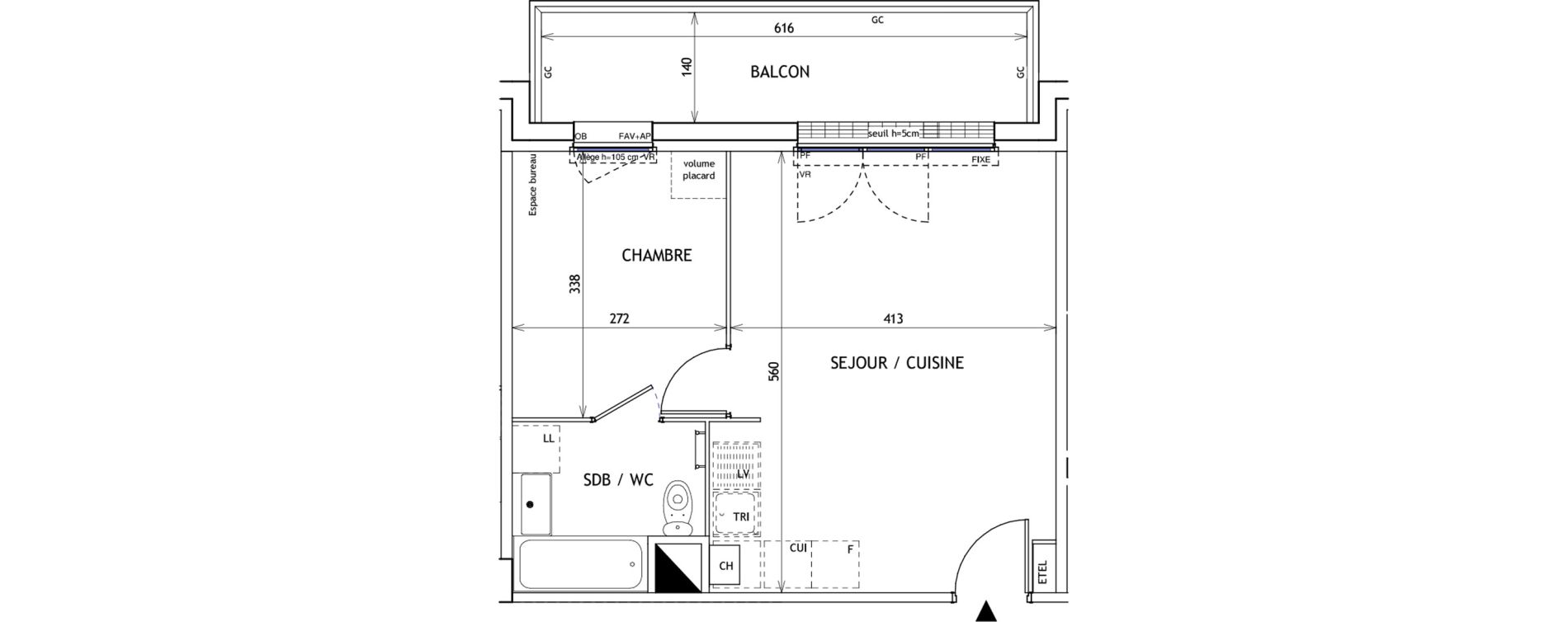 Appartement T2 de 37,50 m2 &agrave; Challans Centre