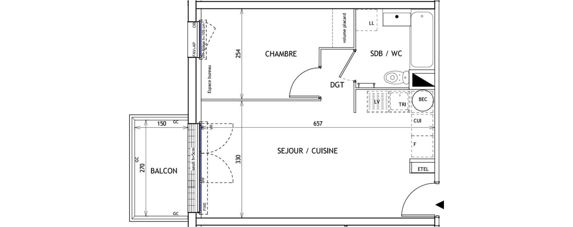 Appartement T2 de 37,48 m2 &agrave; Challans Centre