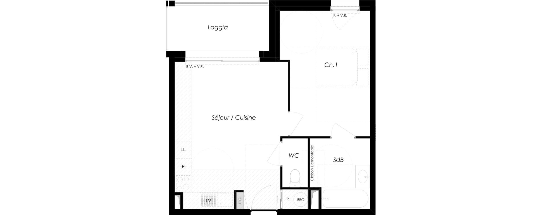 Appartement T2 de 40,19 m2 &agrave; Challans Centre