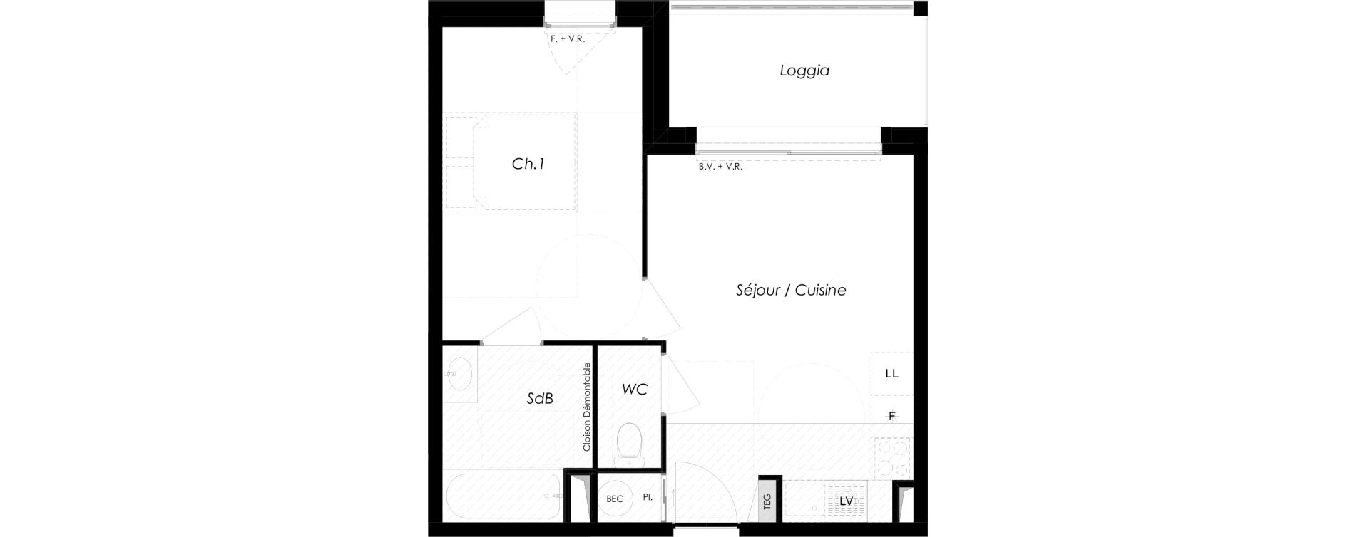 Appartement T2 de 38,31 m2 &agrave; Challans Centre