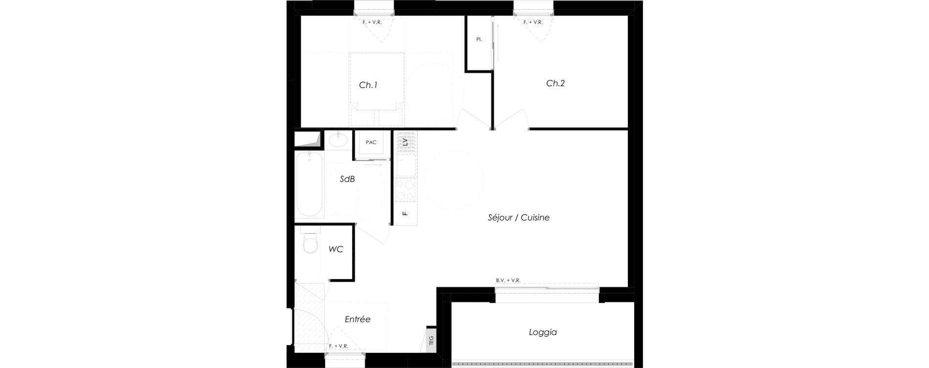 Appartement T3 de 61,04 m2 &agrave; Challans Centre