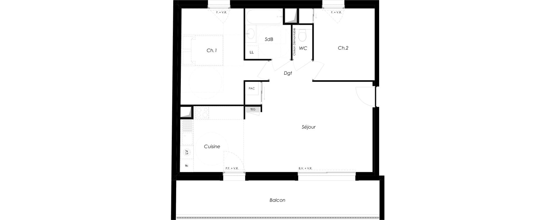 Appartement T3 de 62,94 m2 &agrave; Challans Centre