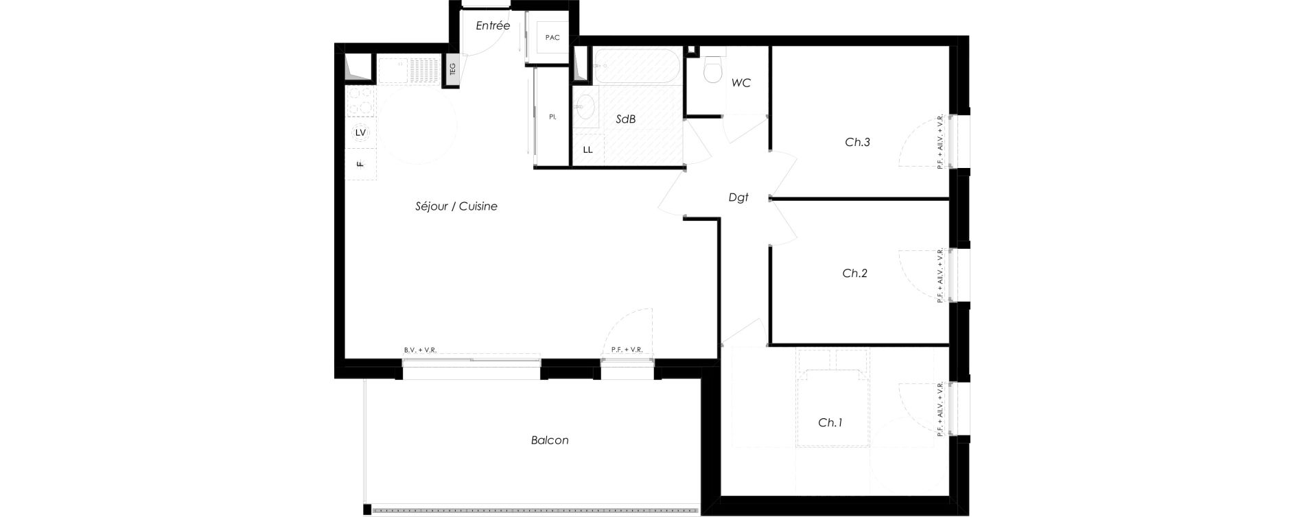 Appartement T4 de 77,35 m2 &agrave; Challans Centre