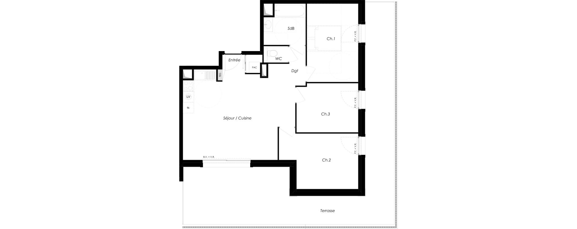 Appartement T4 de 71,26 m2 &agrave; Challans Centre