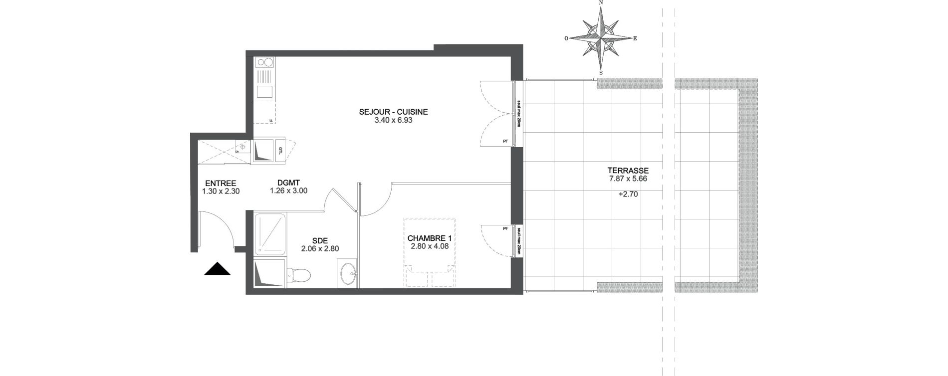 Appartement T2 de 45,49 m2 &agrave; Challans Bois soleil