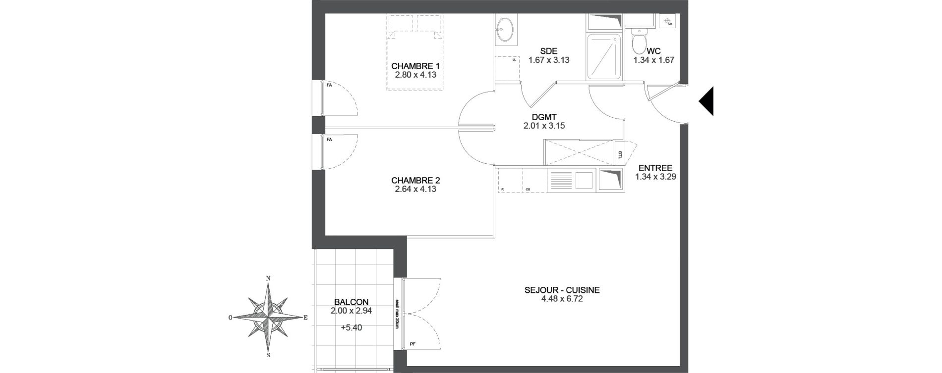 Appartement T3 de 66,82 m2 &agrave; Challans Bois soleil