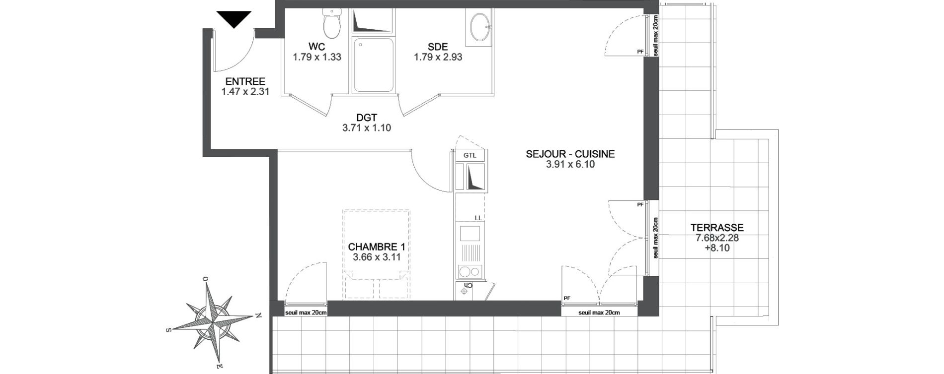 Appartement T2 de 47,70 m2 &agrave; Challans Bois soleil