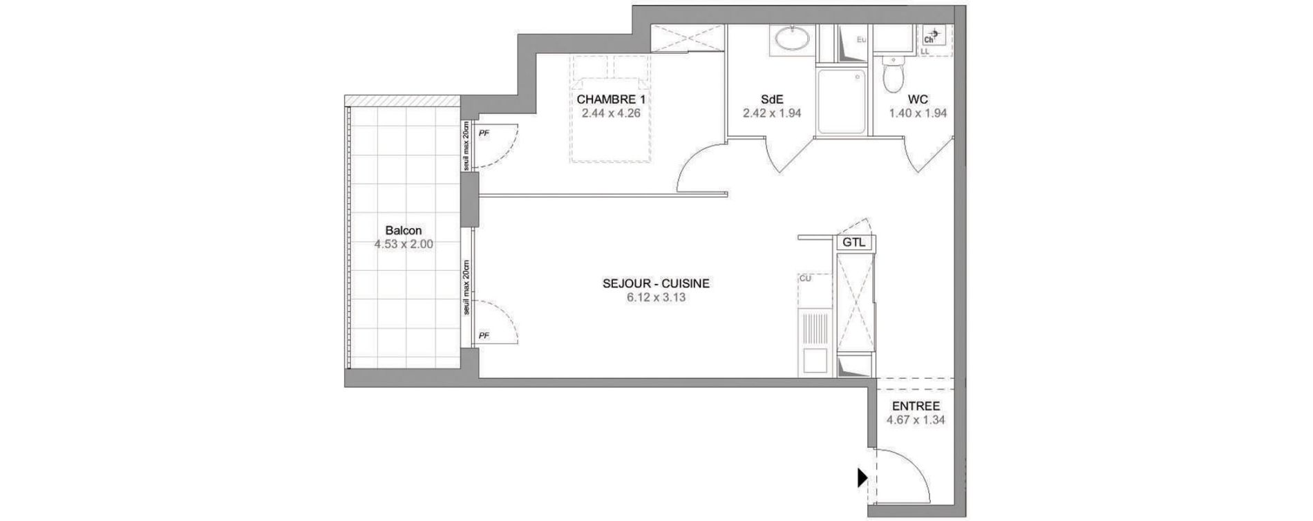 Appartement T2 de 48,33 m2 &agrave; Challans Bois soleil