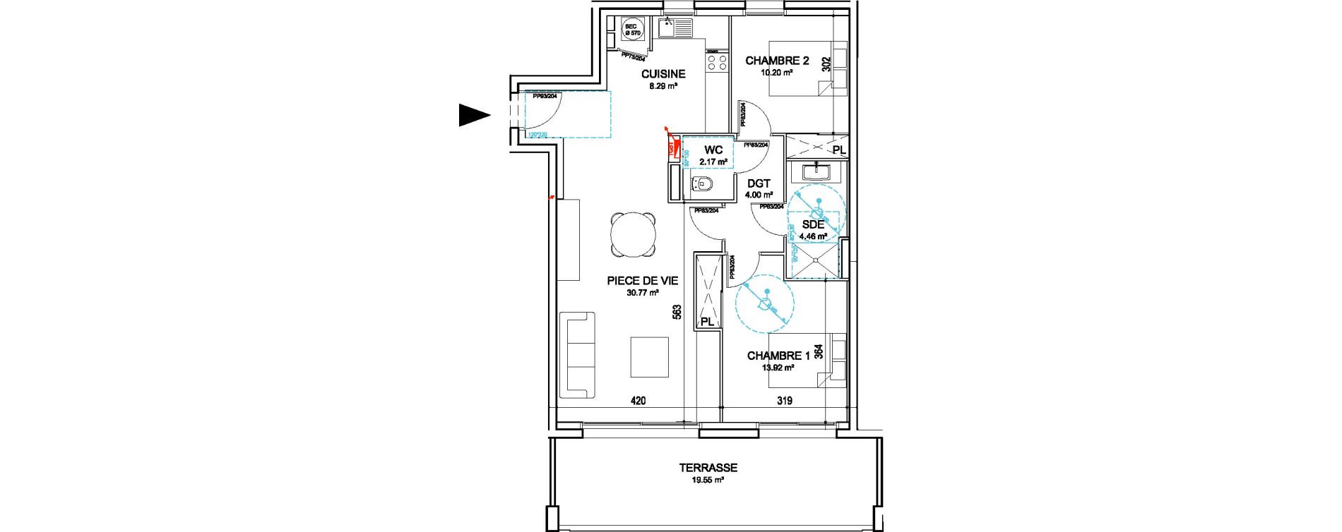 Appartement T3 de 73,81 m2 &agrave; Challans Centre