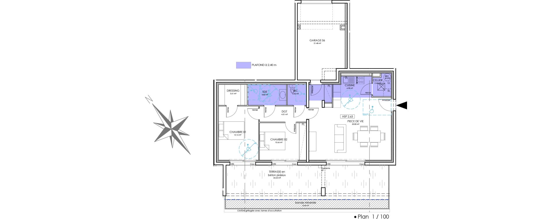 Appartement T3 de 79,41 m2 &agrave; Challans Centre