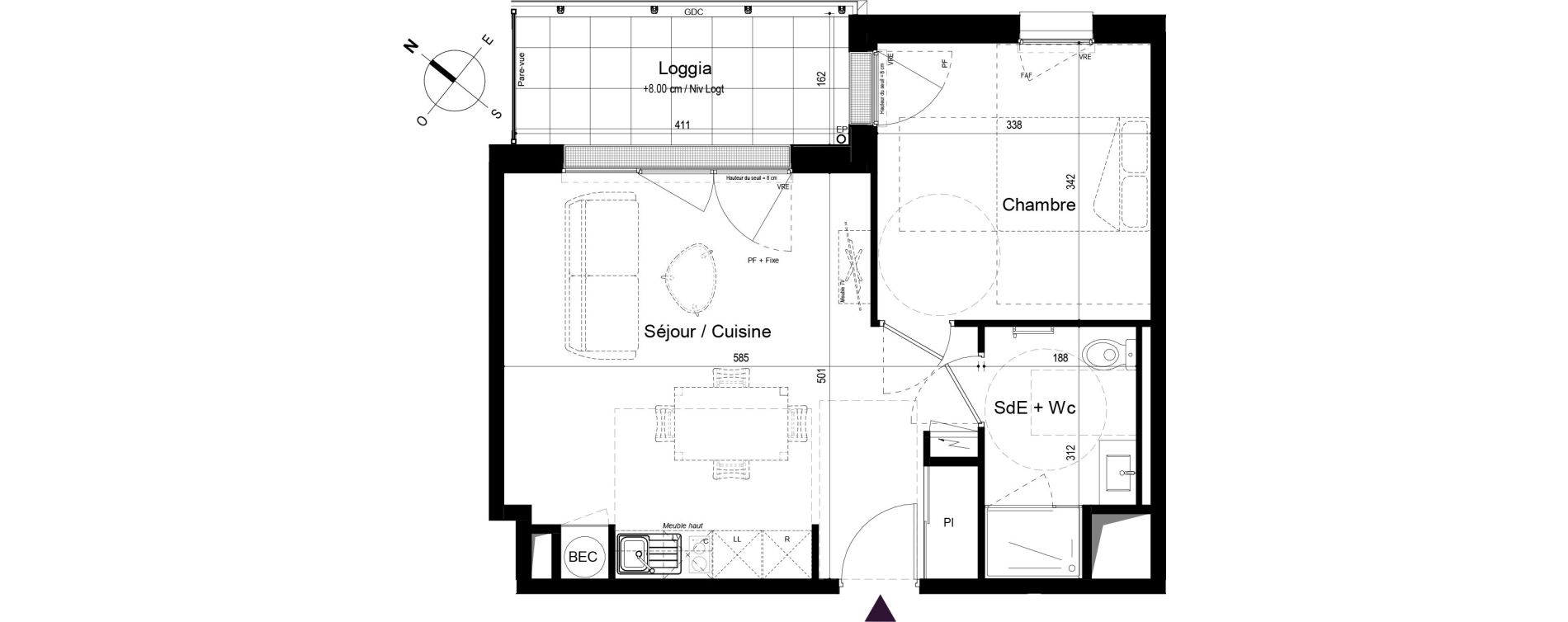Appartement T2 de 42,71 m2 &agrave; Challans Centre