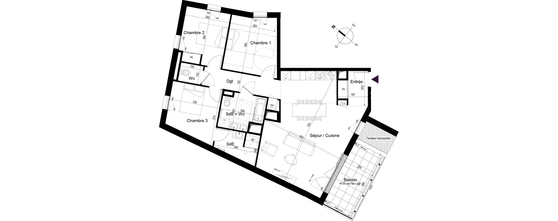Appartement T4 de 92,95 m2 &agrave; Challans Centre
