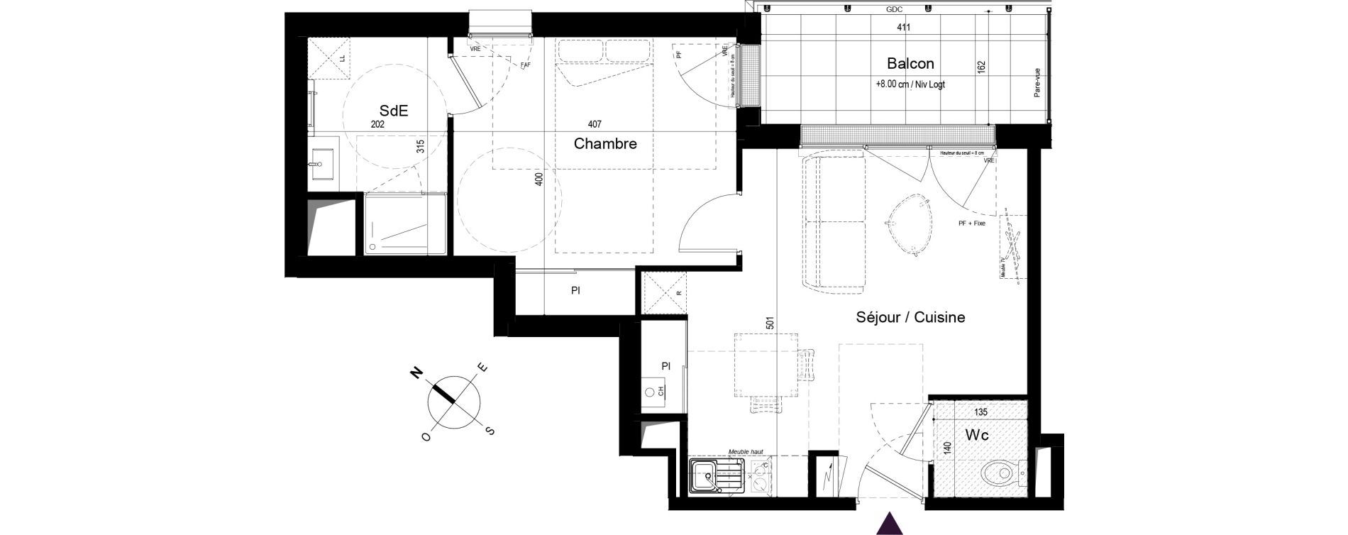 Appartement T2 de 44,04 m2 &agrave; Challans Centre