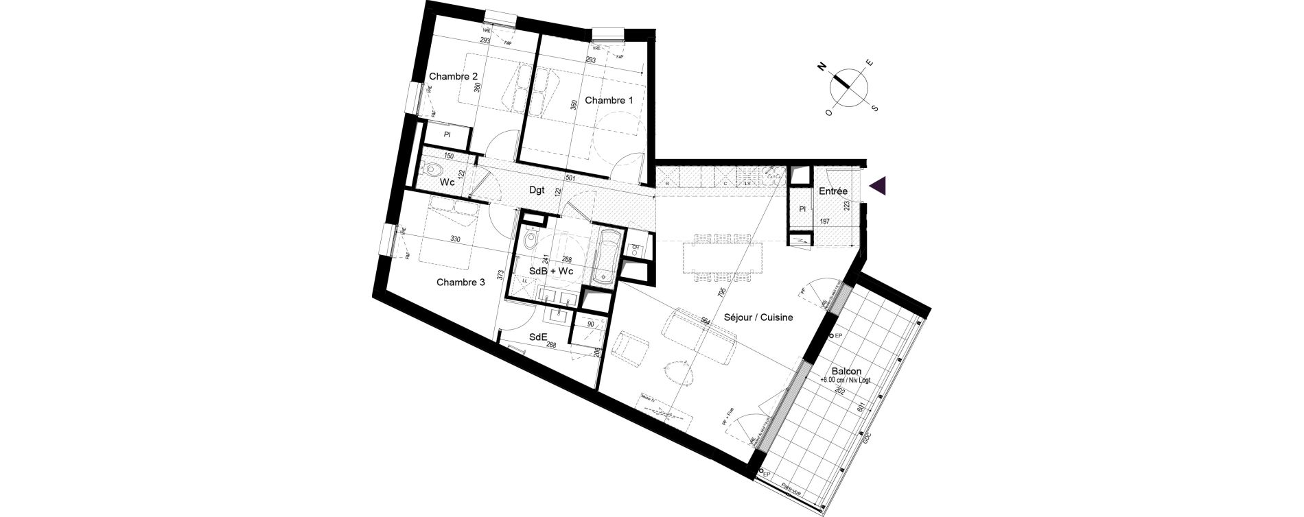 Appartement T4 de 93,18 m2 &agrave; Challans Centre
