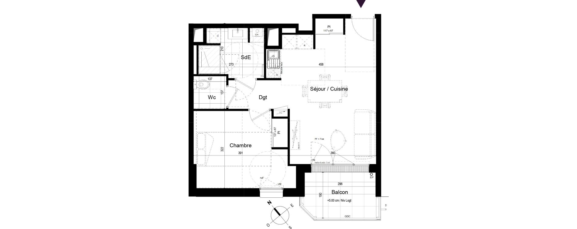Appartement T2 de 45,02 m2 &agrave; Challans Centre