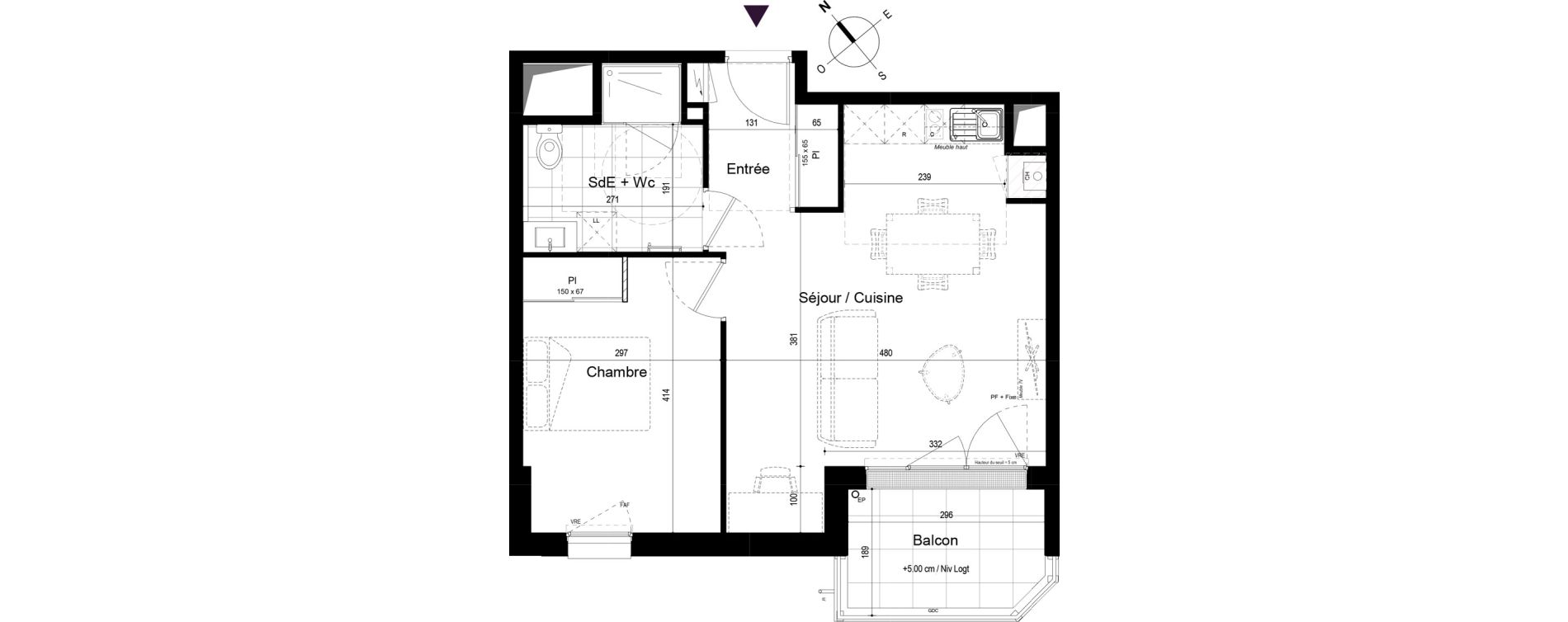 Appartement T2 de 46,70 m2 &agrave; Challans Centre