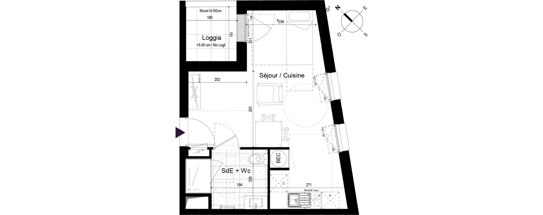 Appartement T1 de 28,99 m2 &agrave; Challans Centre