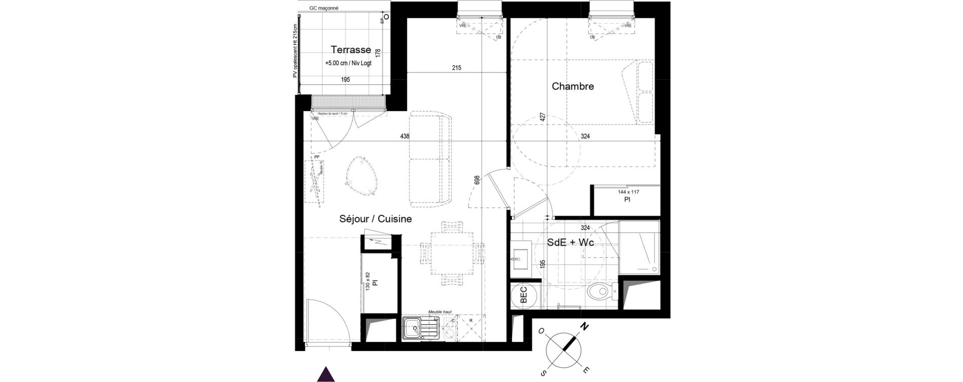 Appartement T2 de 44,27 m2 &agrave; Challans Centre
