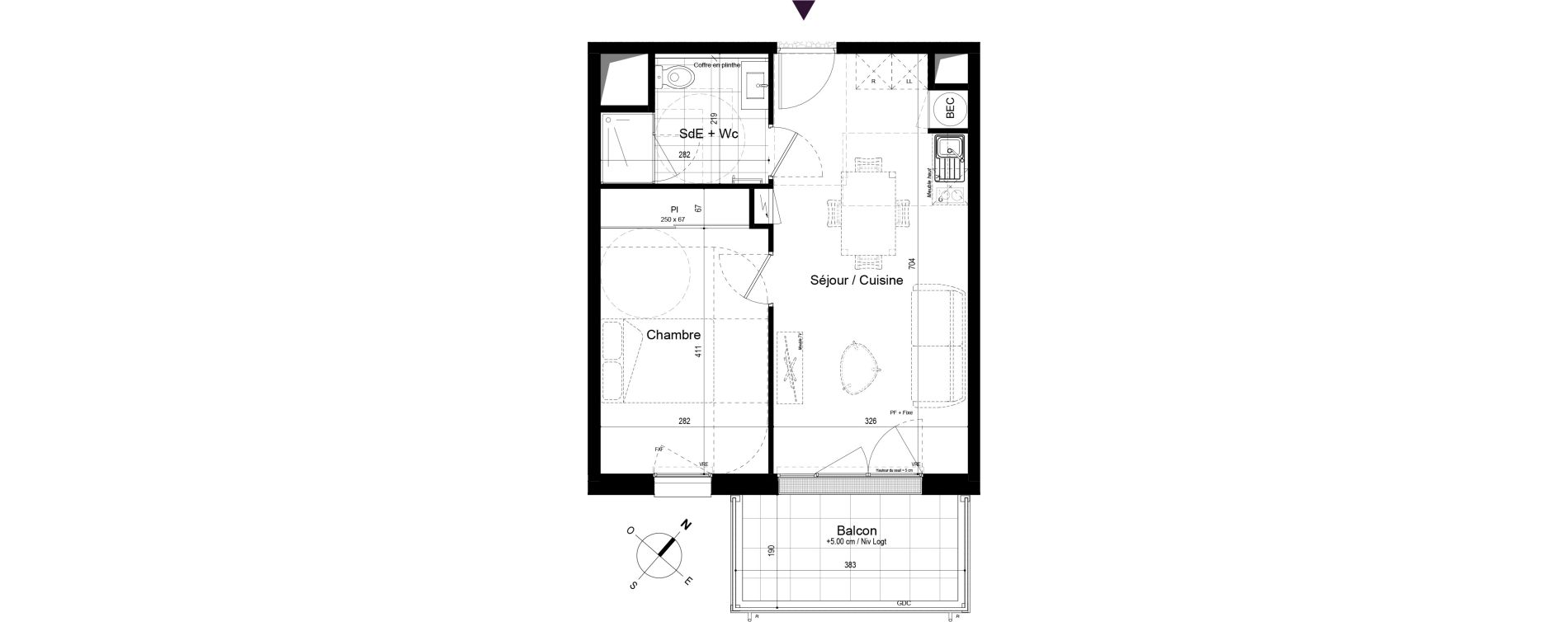 Appartement T2 de 41,08 m2 &agrave; Challans Centre