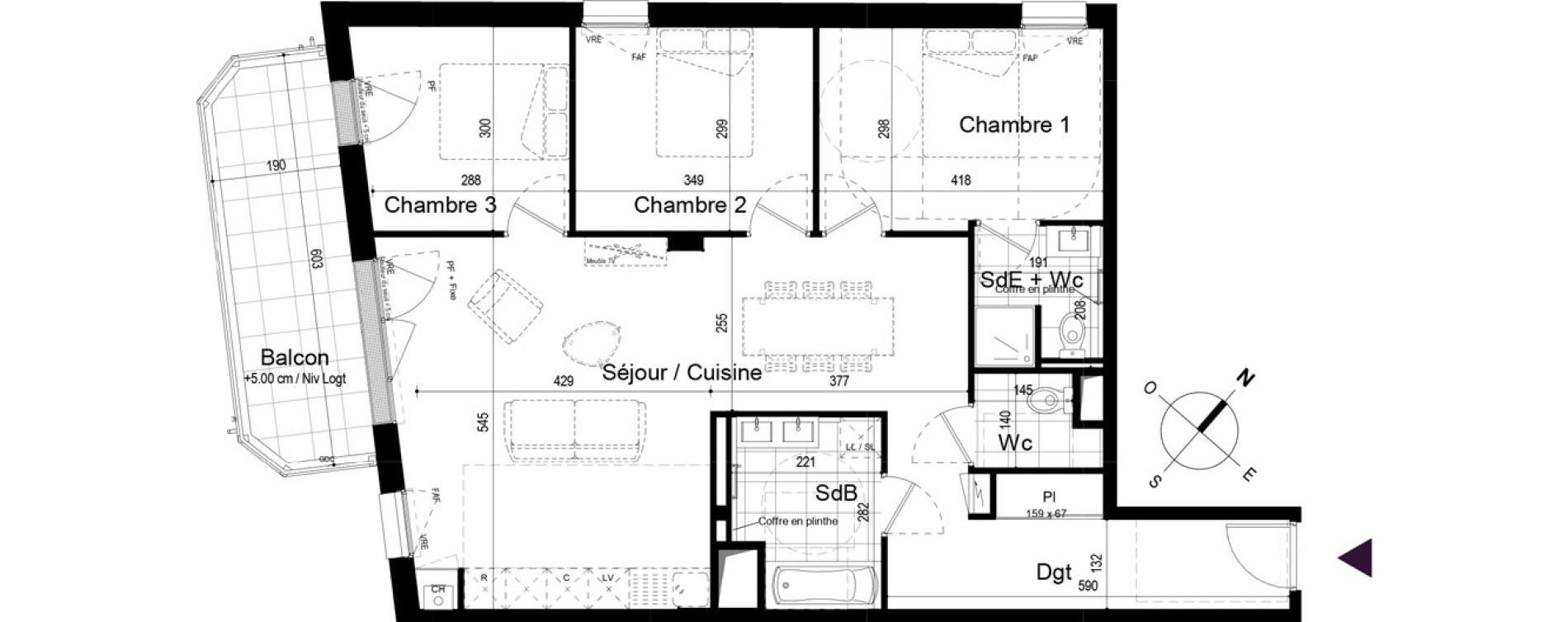 Appartement T4 de 88,92 m2 &agrave; Challans Centre