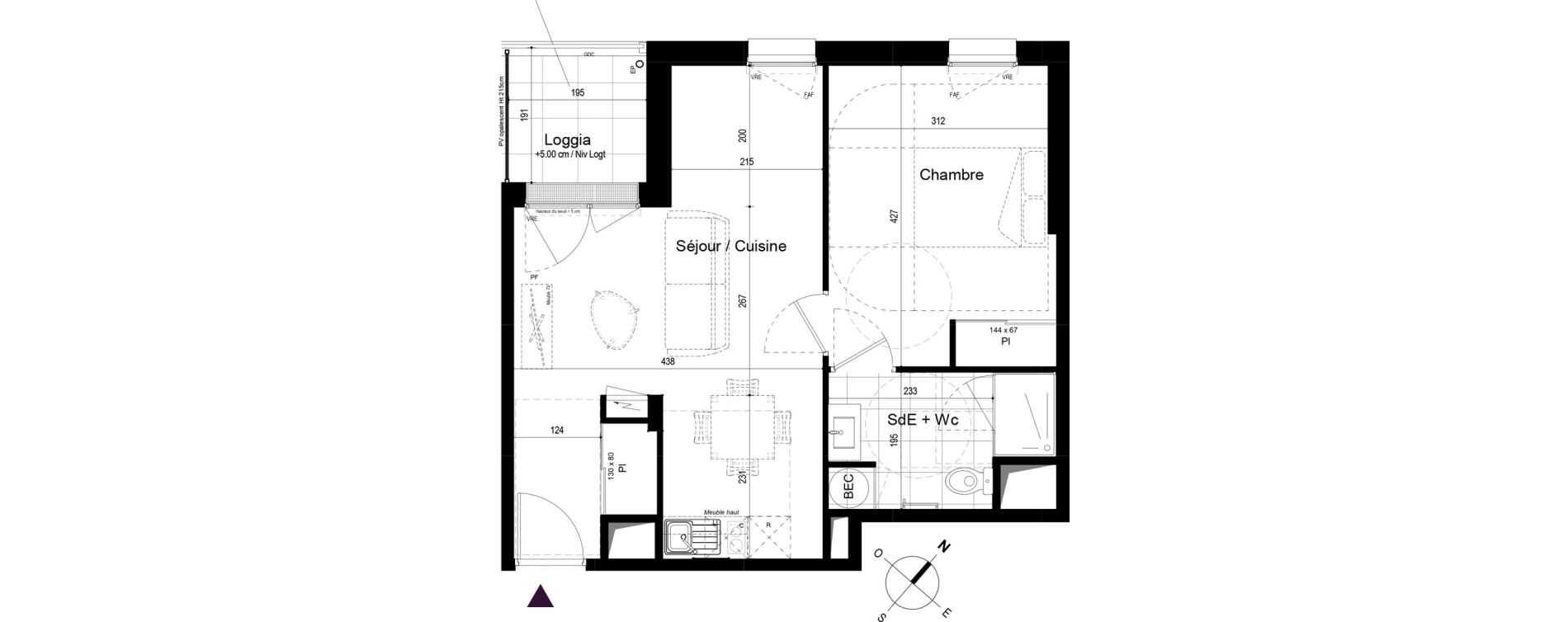 Appartement T2 de 44,28 m2 &agrave; Challans Centre