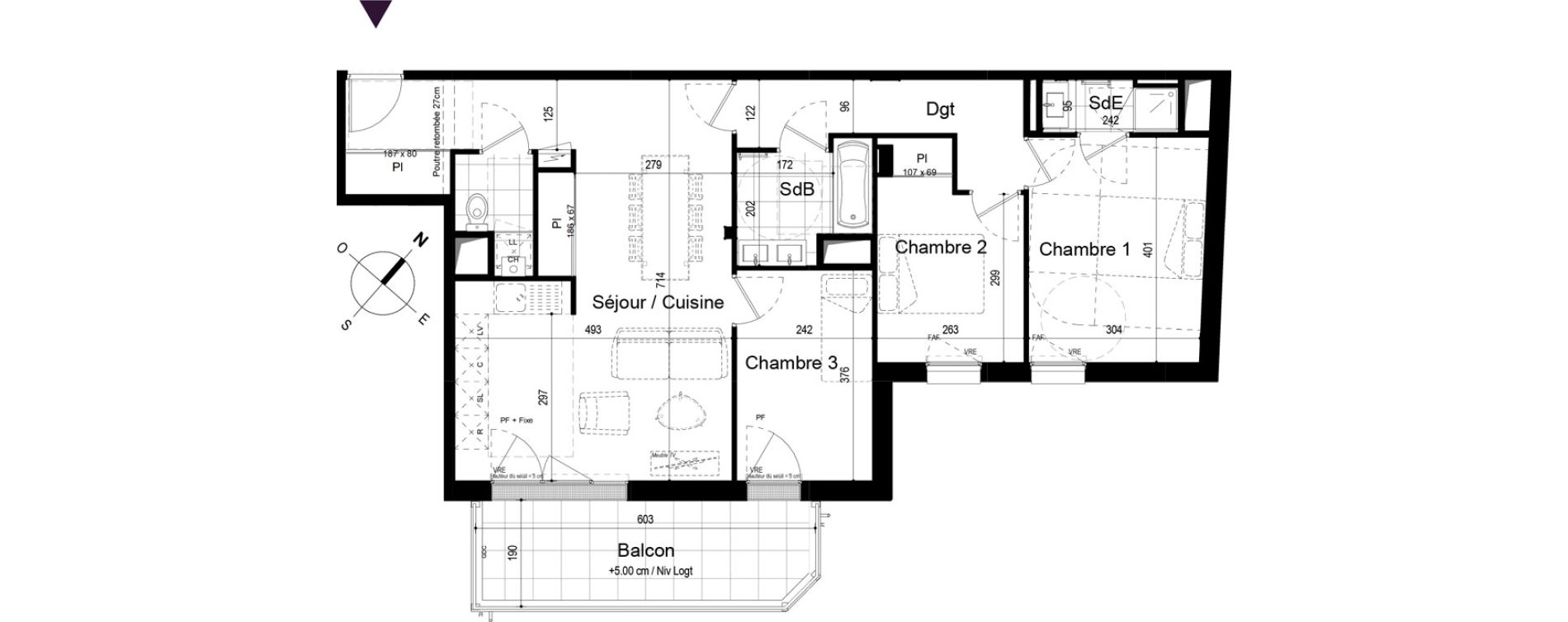Appartement T4 de 81,74 m2 &agrave; Challans Centre