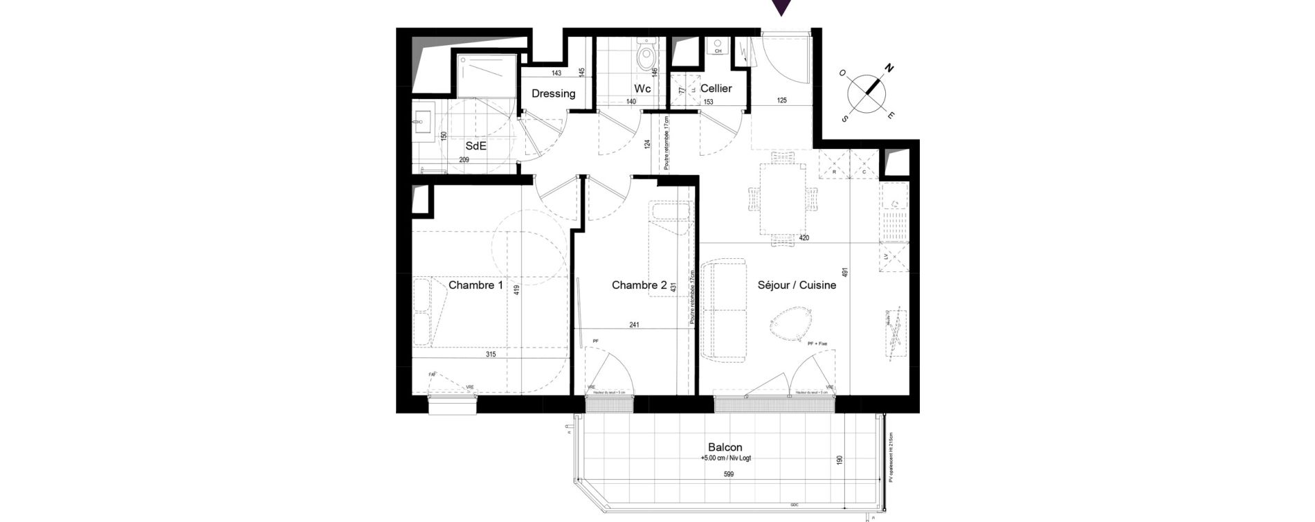 Appartement T3 de 60,68 m2 &agrave; Challans Centre