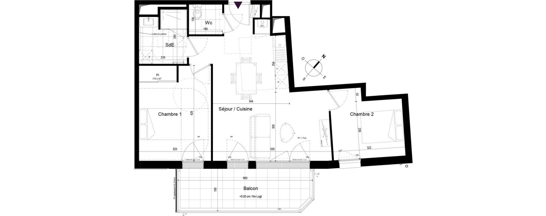 Appartement T3 de 58,54 m2 &agrave; Challans Centre