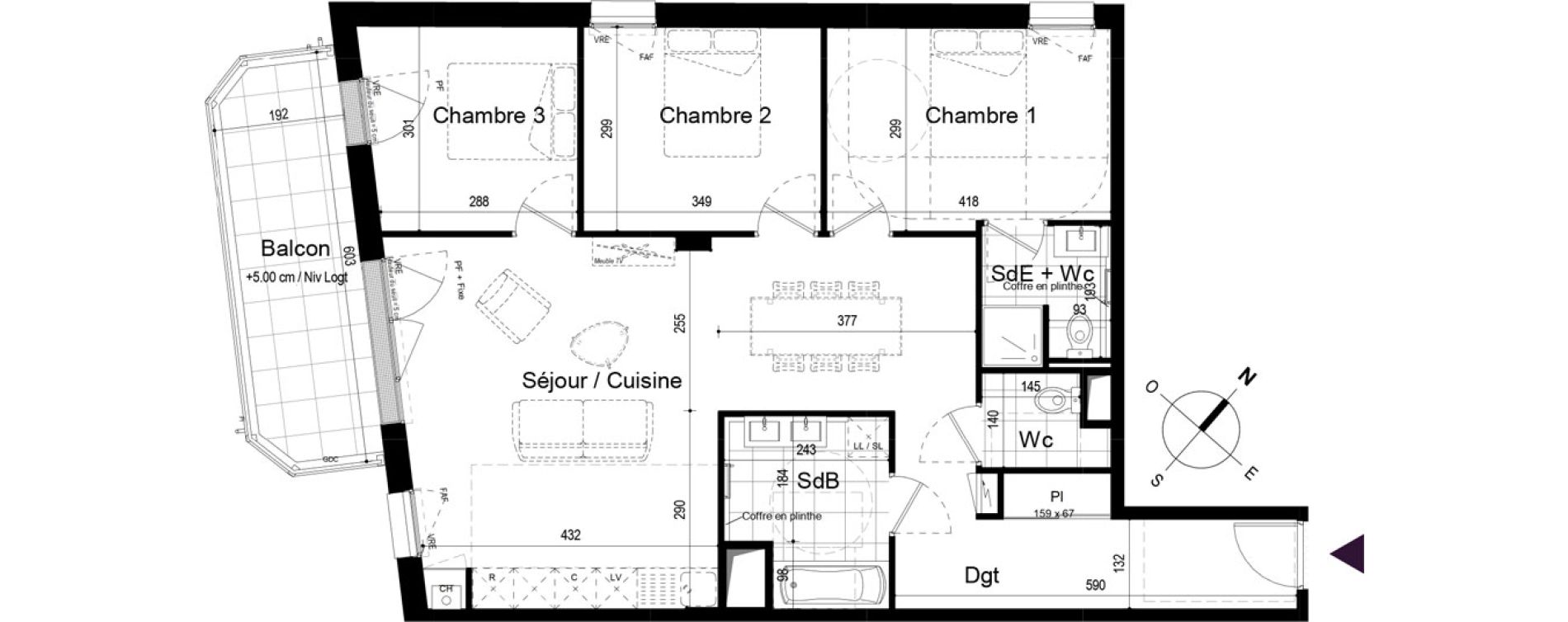 Appartement T4 de 89,32 m2 &agrave; Challans Centre