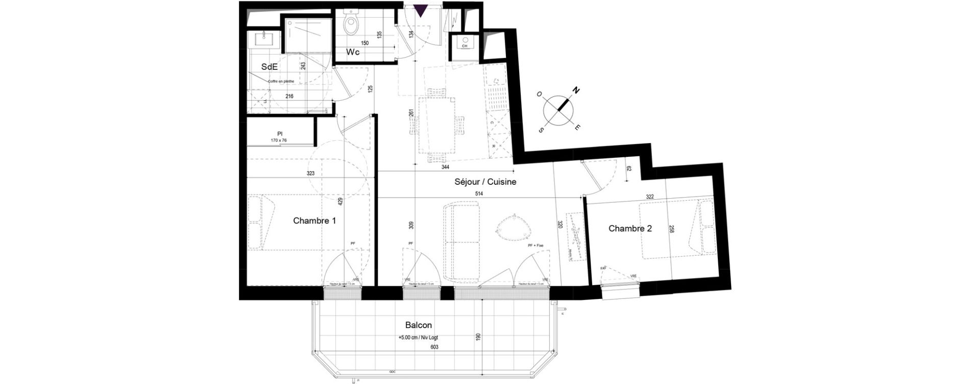 Appartement T3 de 58,49 m2 &agrave; Challans Centre