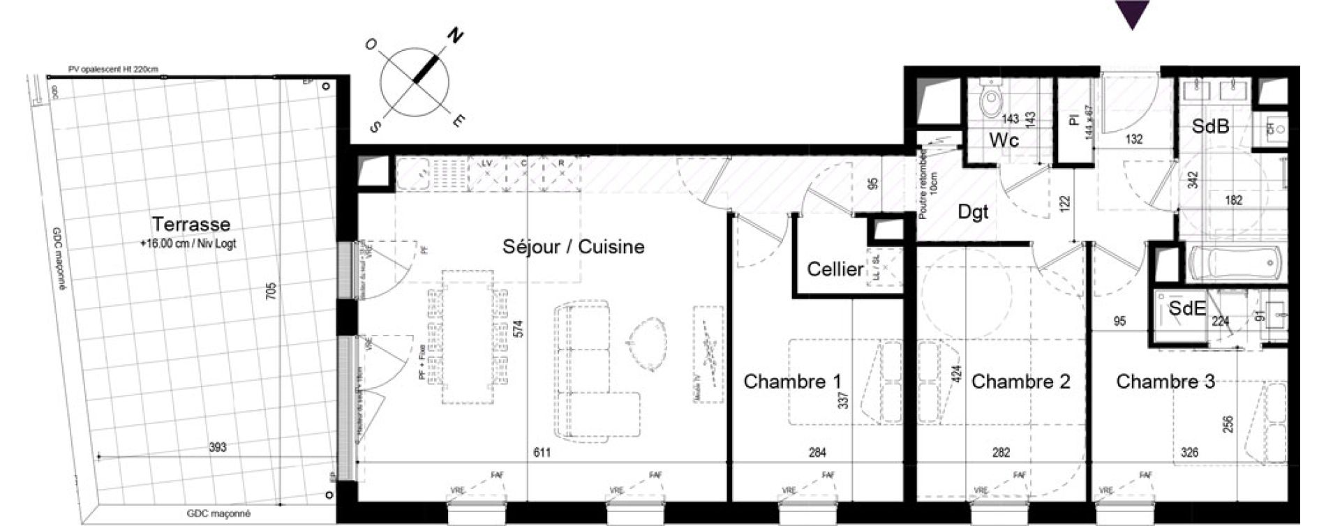 Appartement T4 de 90,52 m2 &agrave; Challans Centre
