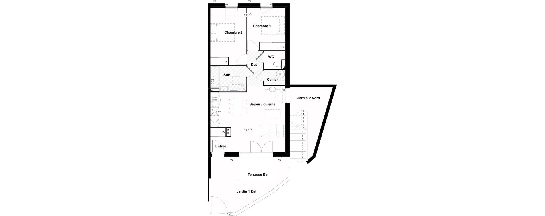 Appartement T3 de 64,38 m2 &agrave; Jard-Sur-Mer Centre