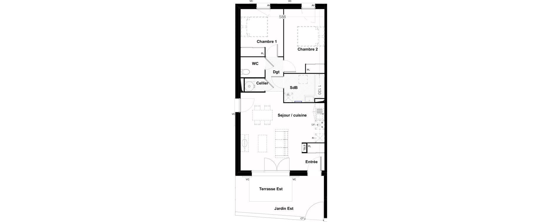 Appartement T3 de 64,39 m2 &agrave; Jard-Sur-Mer Centre
