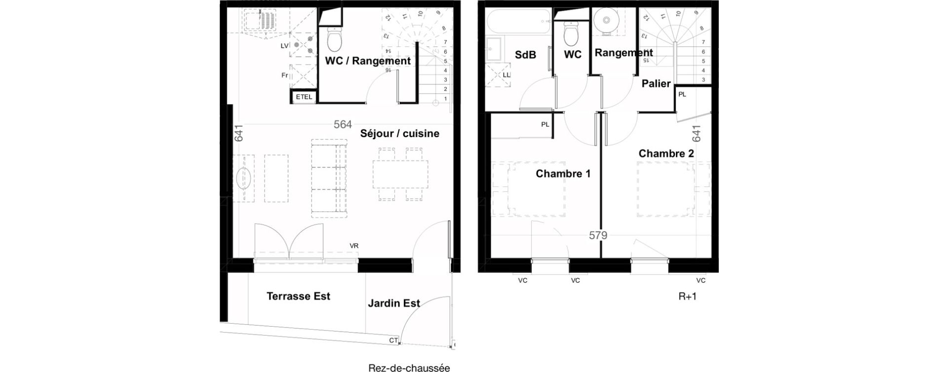 Duplex T3 de 65,24 m2 &agrave; Jard-Sur-Mer Centre