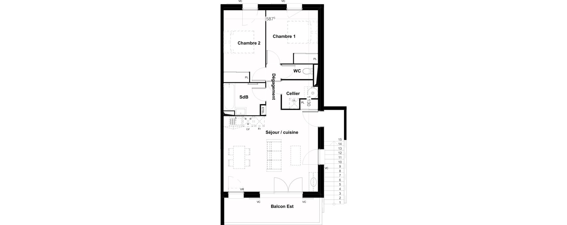 Appartement T3 de 64,14 m2 &agrave; Jard-Sur-Mer Centre